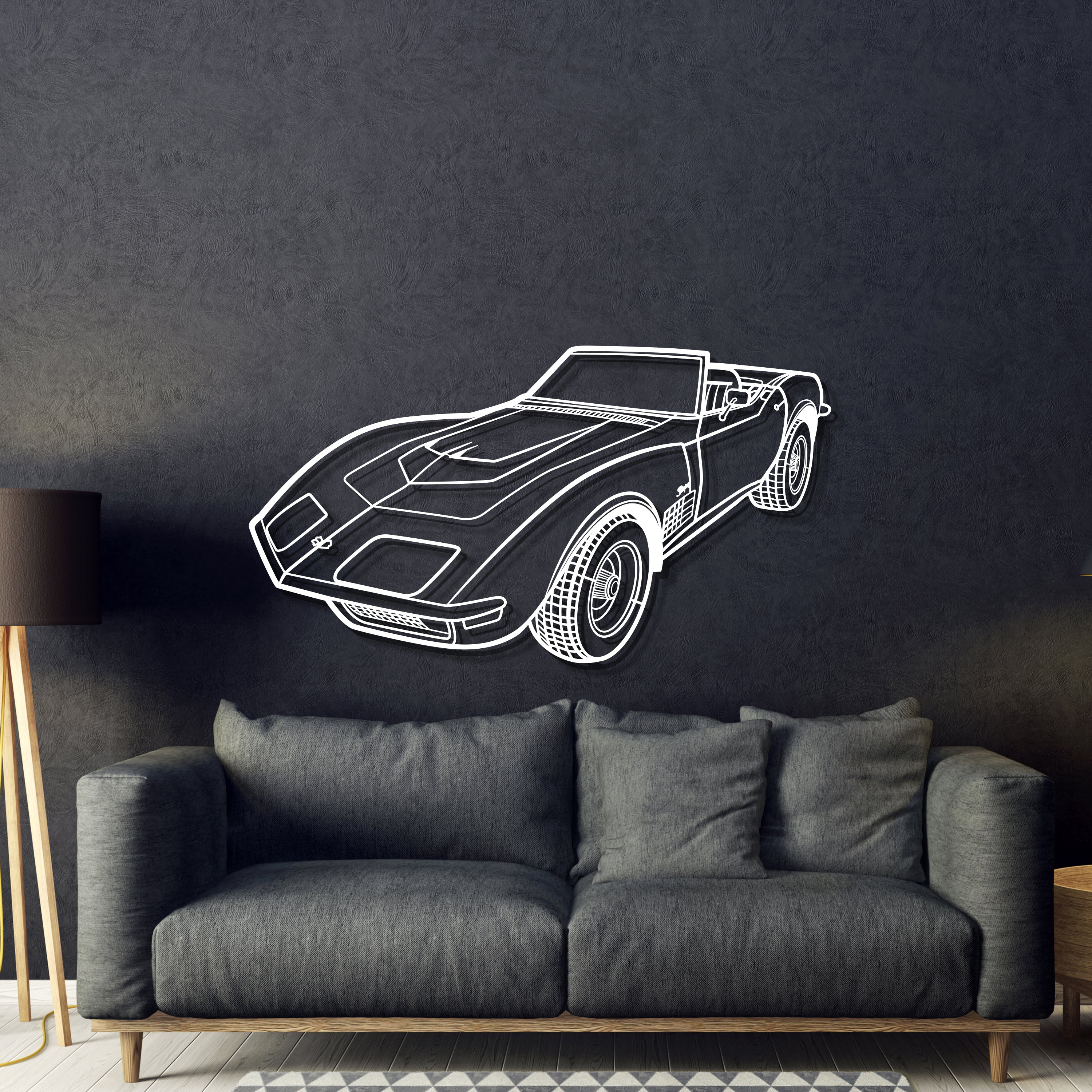 1970 Corvette LT1 Perspective Metal Car Wall Art - MT1253