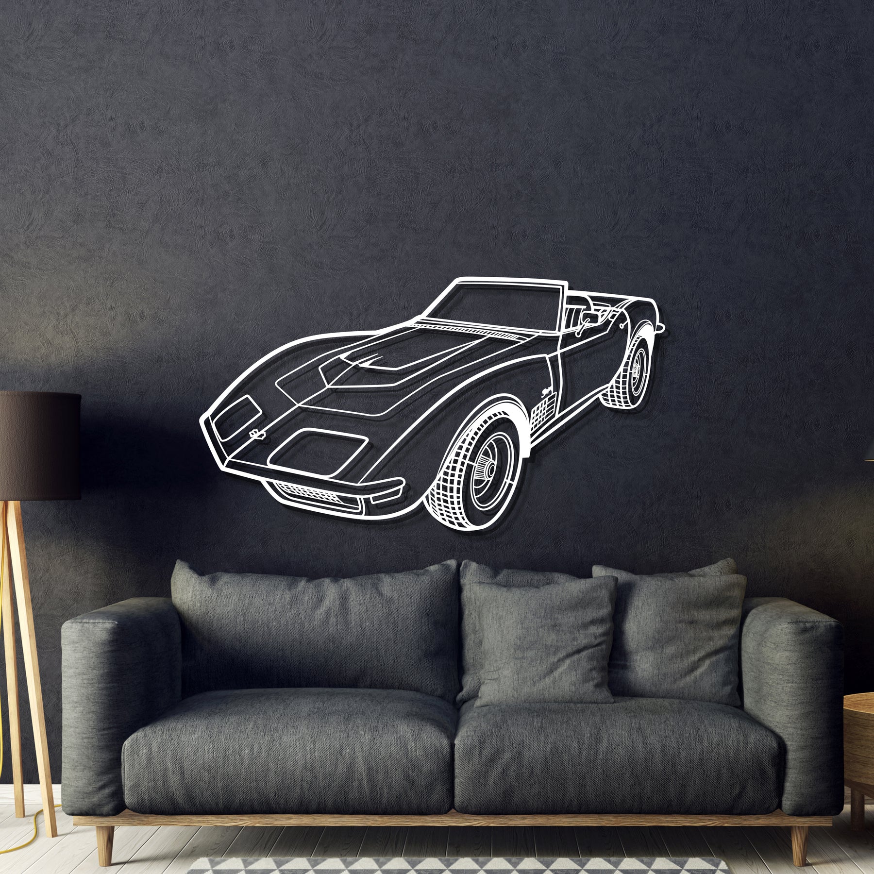 1970 Corvette LT1 Perspective Metal Car Wall Art - MT1253