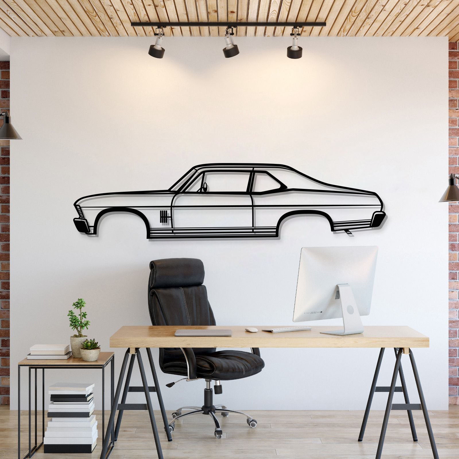 1970 Chevrolet Nova metal car wall art – classic compact coupe silhouette with vintage charm