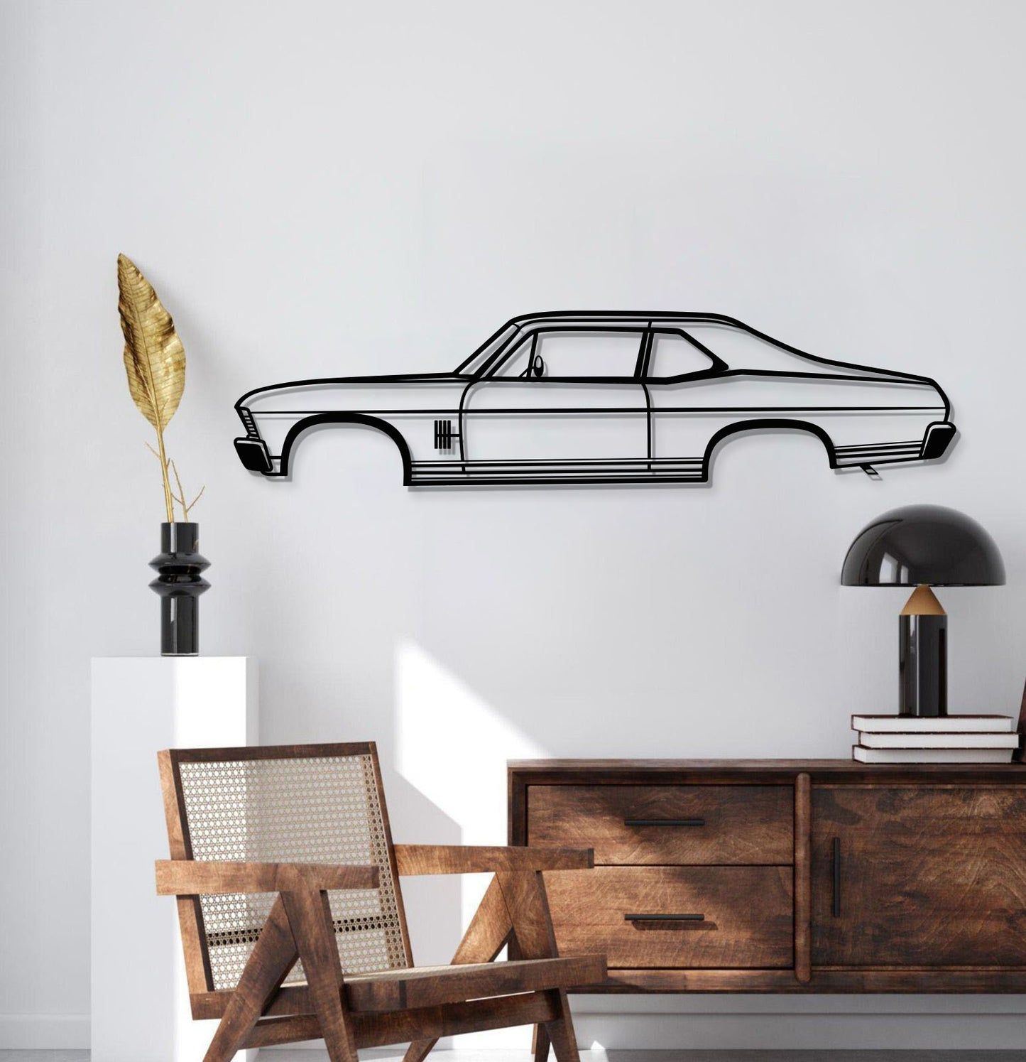 Chevrolet Nova (1970) laser‑cut metal wall décor – minimalist American muscle precursor