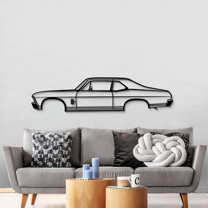 1970 Nova metal silhouette wall hanging – textured, matte‑finish steel for automotive fans