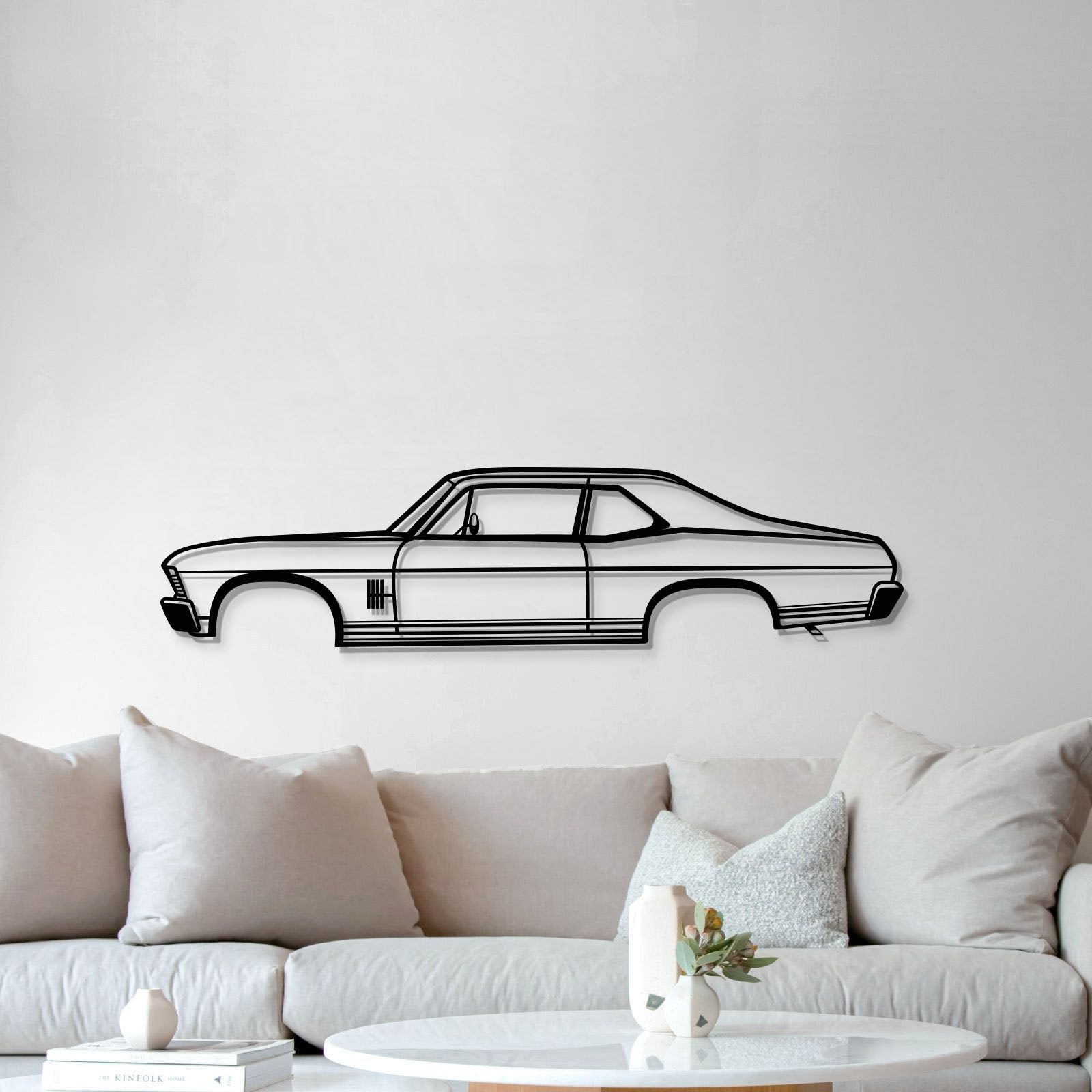 Laser‑cut steel 1970 Nova wall art – powder‑coated metal with 3D elevation screws