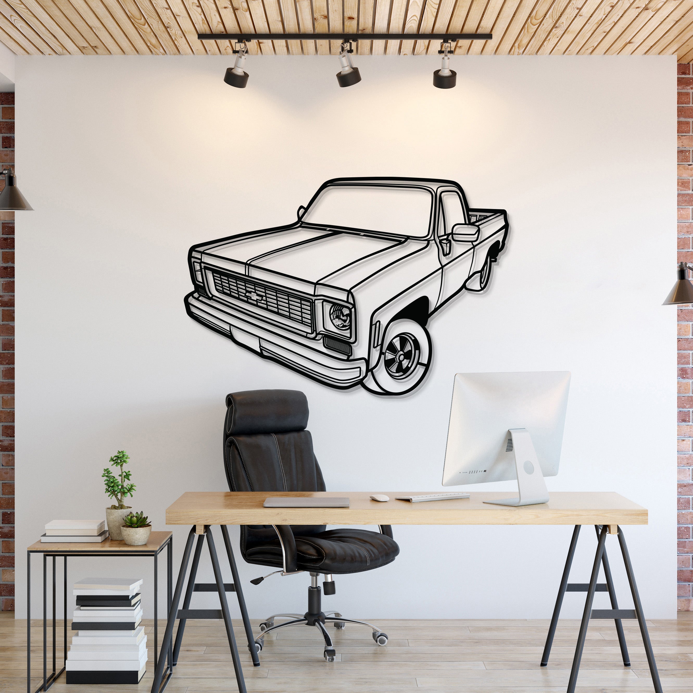 1973 C10 Perspective Metal Car Wall Art - MT1254