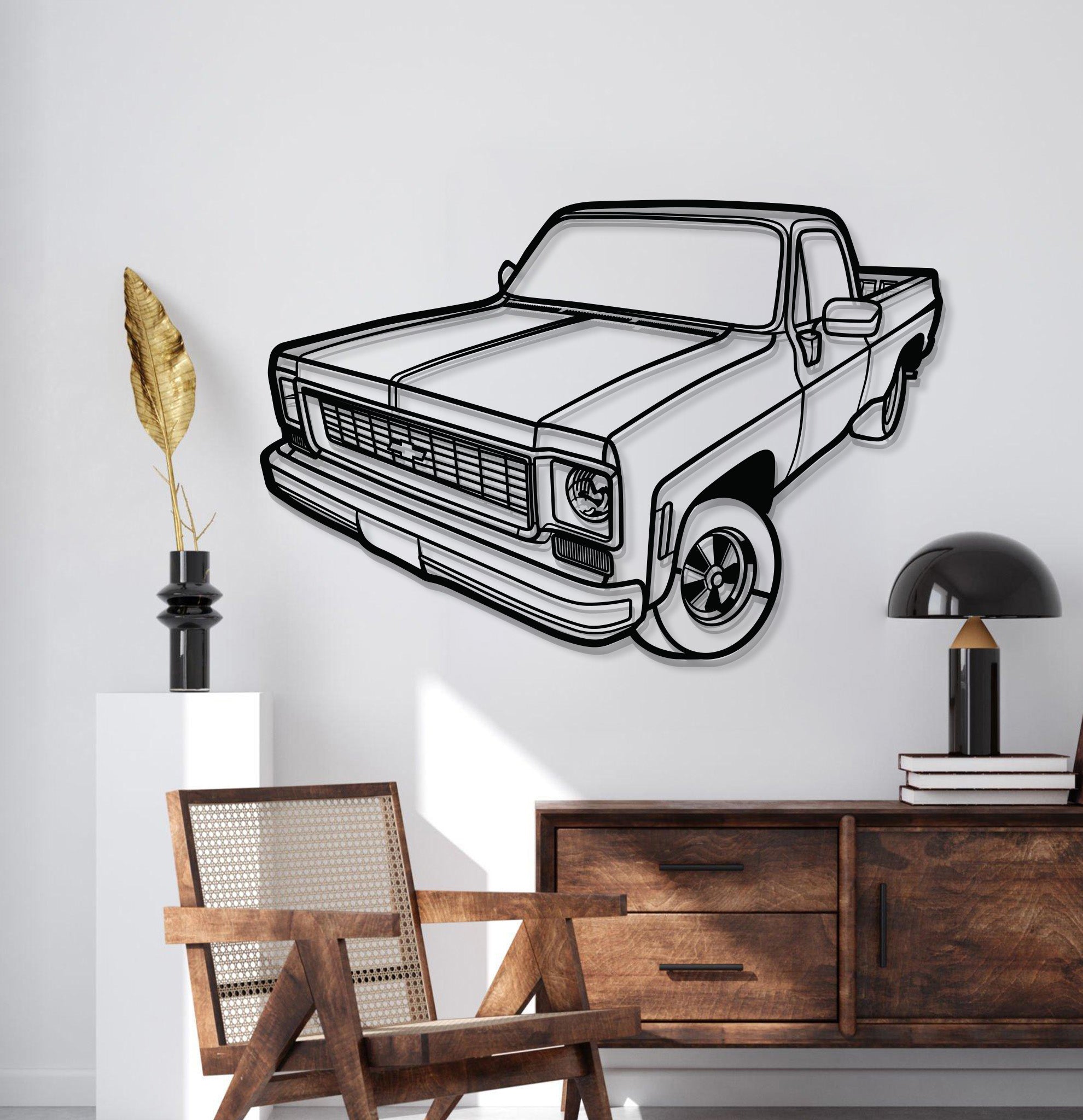 1973 C10 Perspective Metal Car Wall Art - MT1254