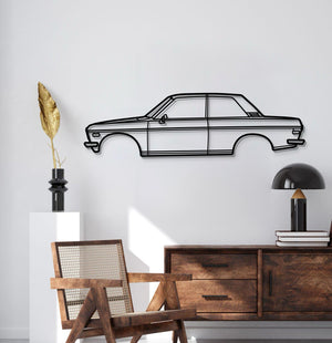 Datsun 510 (1970) laser-cut metal wall décor – vintage rally-inspired sedan profile