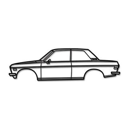 Minimalist 1970 Datsun 510 silhouette – ready-to-hang decor ideal for garage or man cave