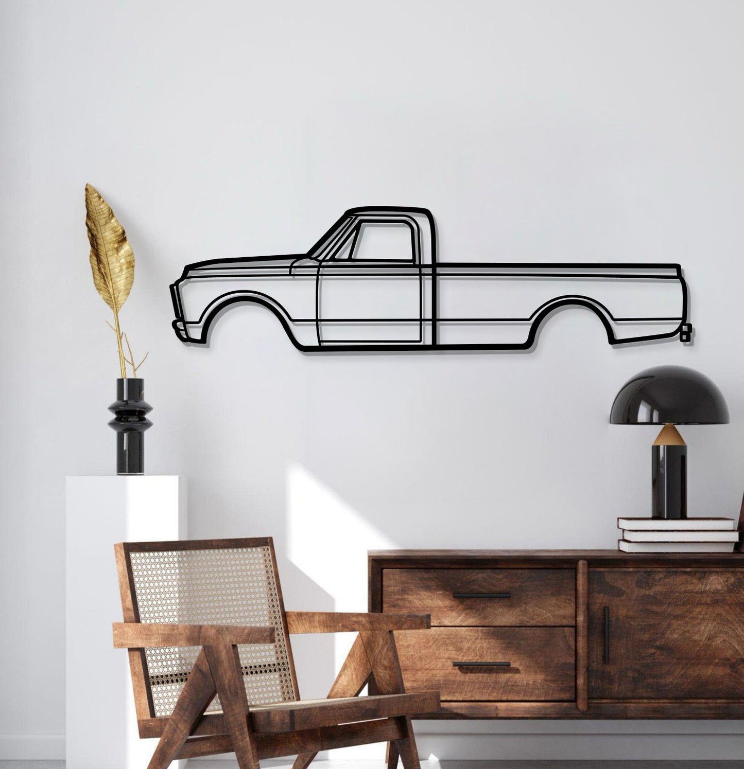 Retro 1970 GMC 3500 V8 Steel Wall Sculpture For Heavy Duty Truck Fans