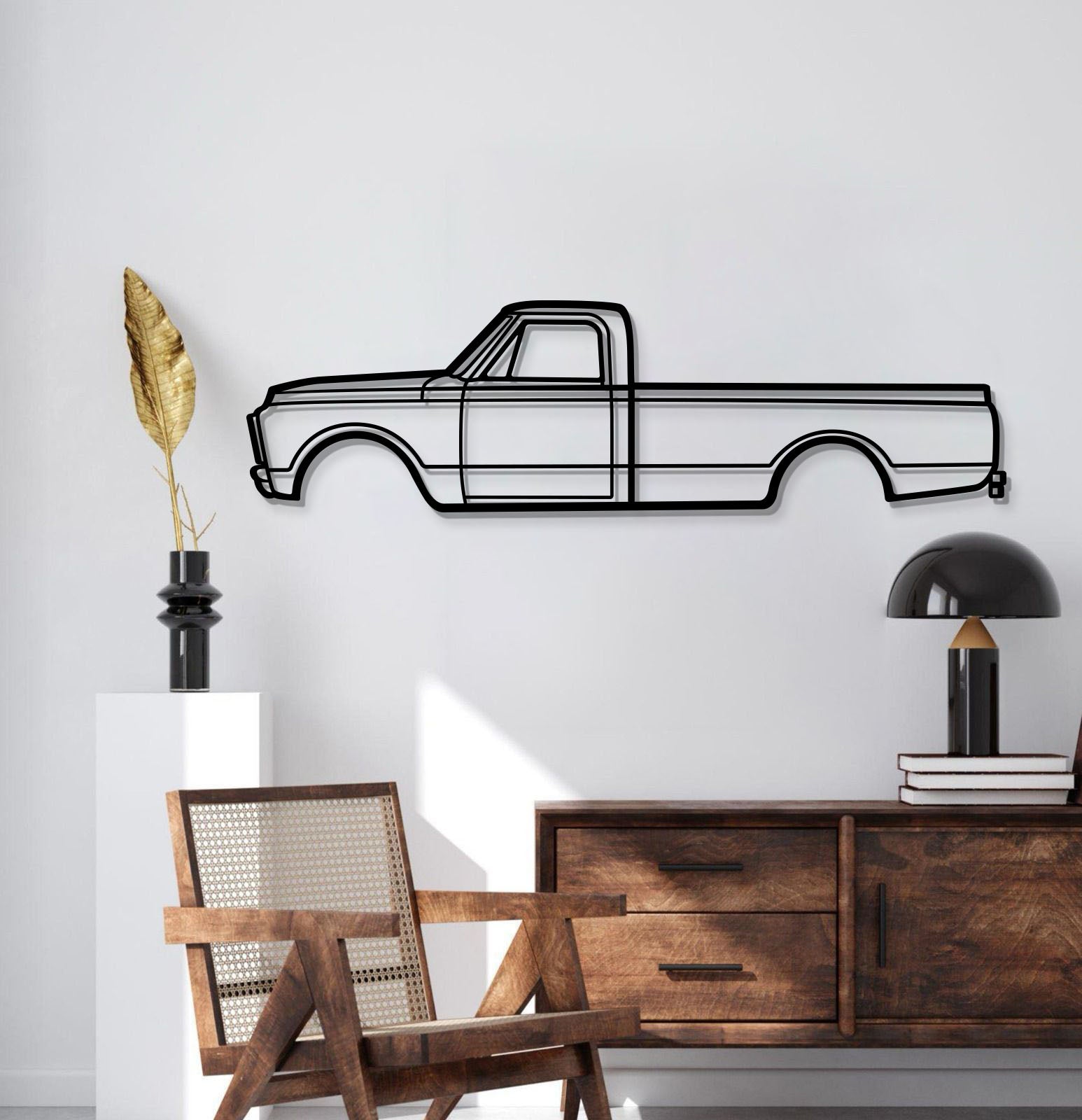 Retro 1970 GMC 3500 V8 Steel Wall Sculpture For Heavy Duty Truck Fans