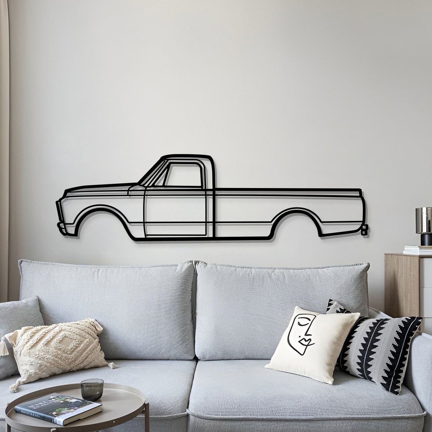 Minimalist Metal Wall Decoration Featuring 1970 GMC 3500 V8 Styling