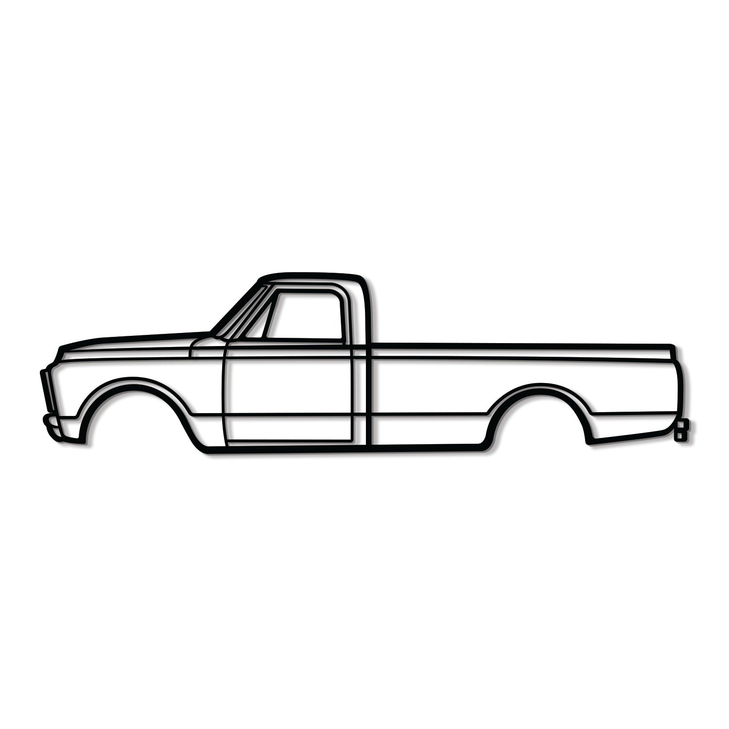 Detailed Metal Wall Silhouette Of 1970 GMC 3500 V8 Industrial Utility Truck