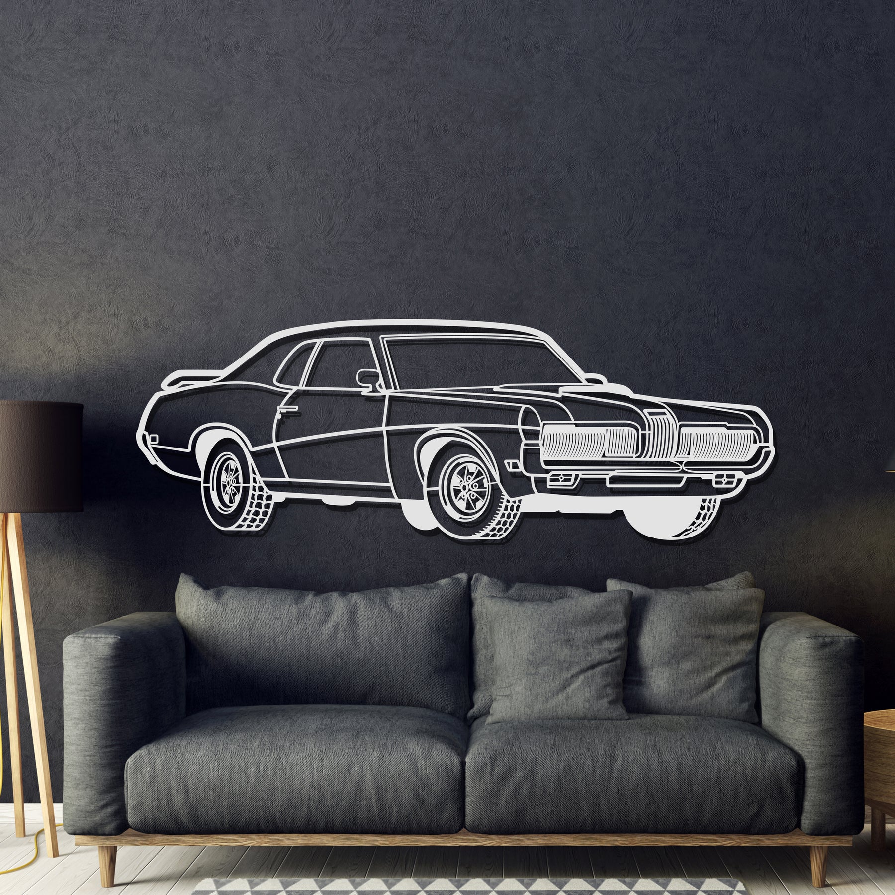 1970 Cougar Perspective Metal Car Wall Art - MT1176