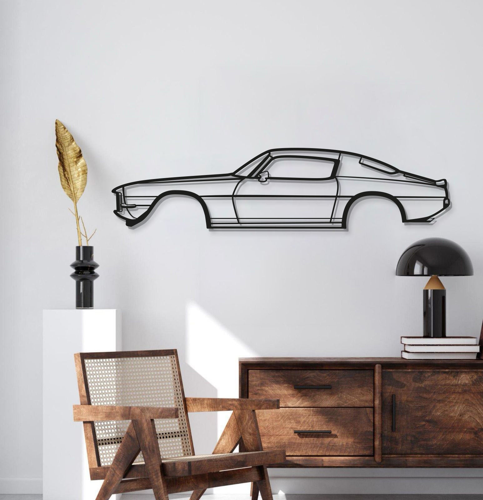 Camaro Z28 (1971) laser‑cut metal wall décor – vintage American sports muscle profile