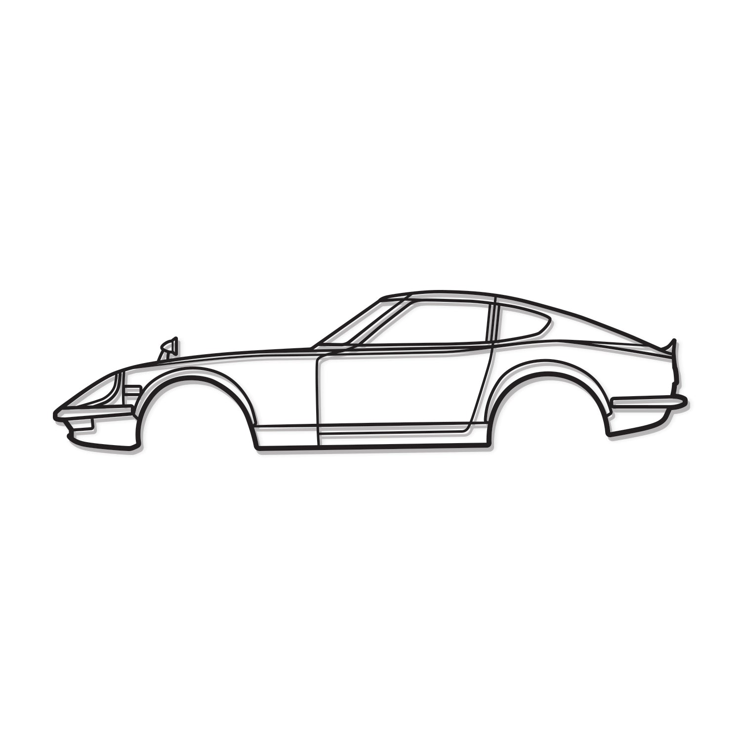 Minimalist 1971 Nissan Fairlady 240 ZG silhouette – perfect for car enthusiast décor