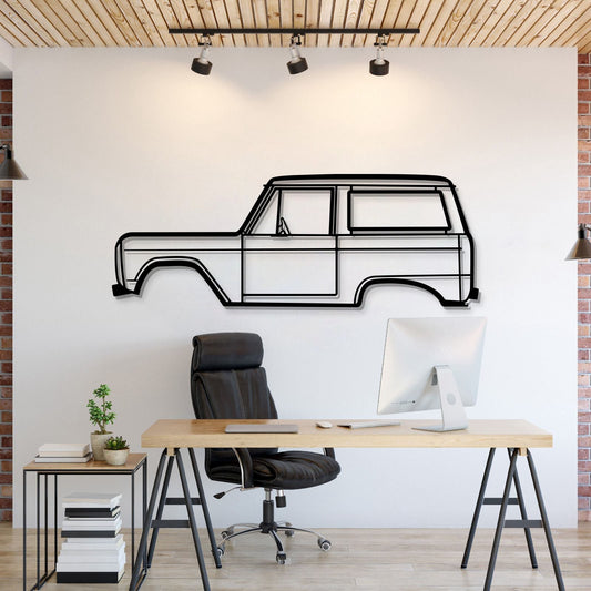 1972 Ford Bronco metal car wall art adds rugged vintage flair to a modern living room
