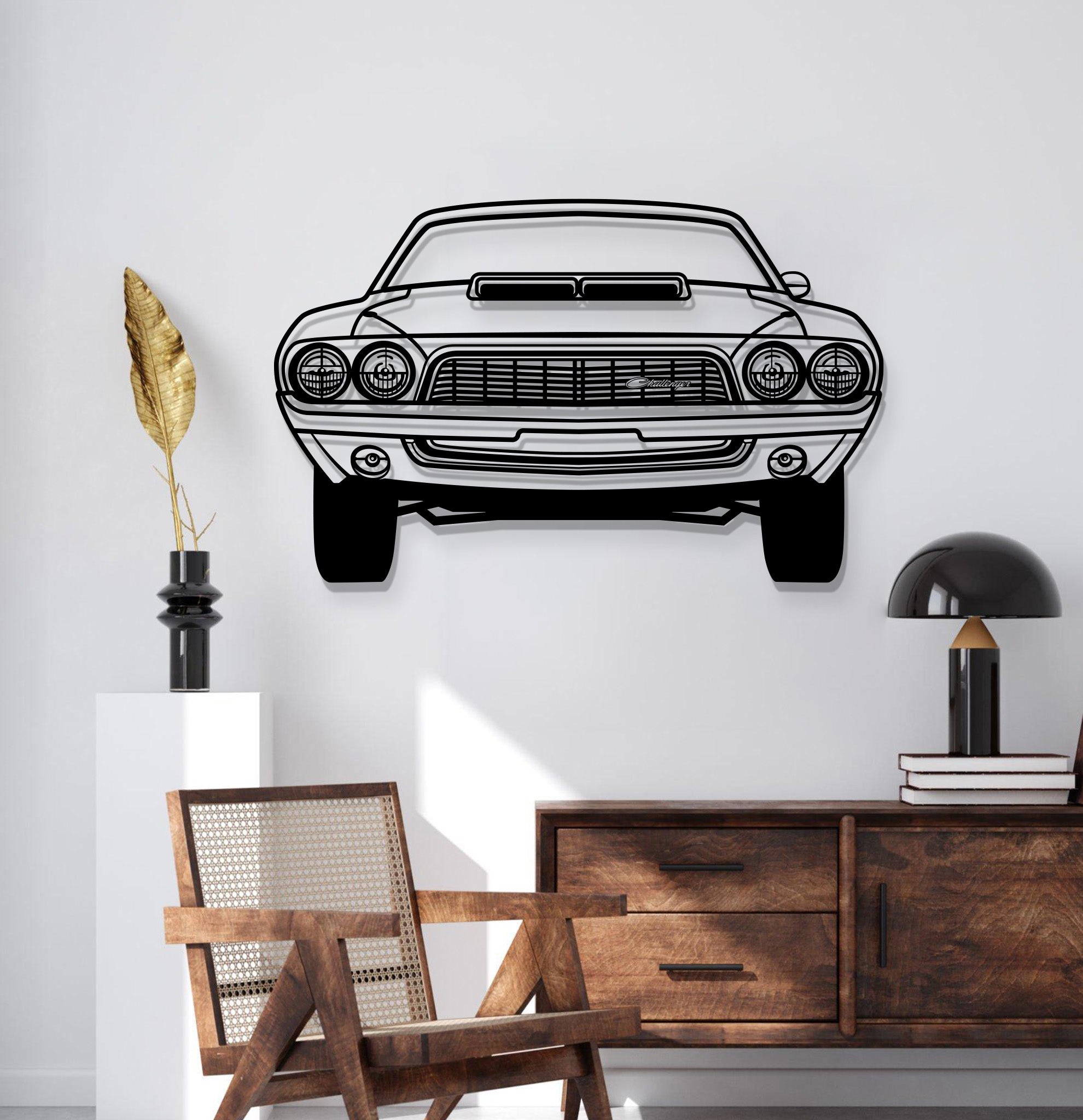 1972 Challanger Front View Metal Car Wall Art - MT1338