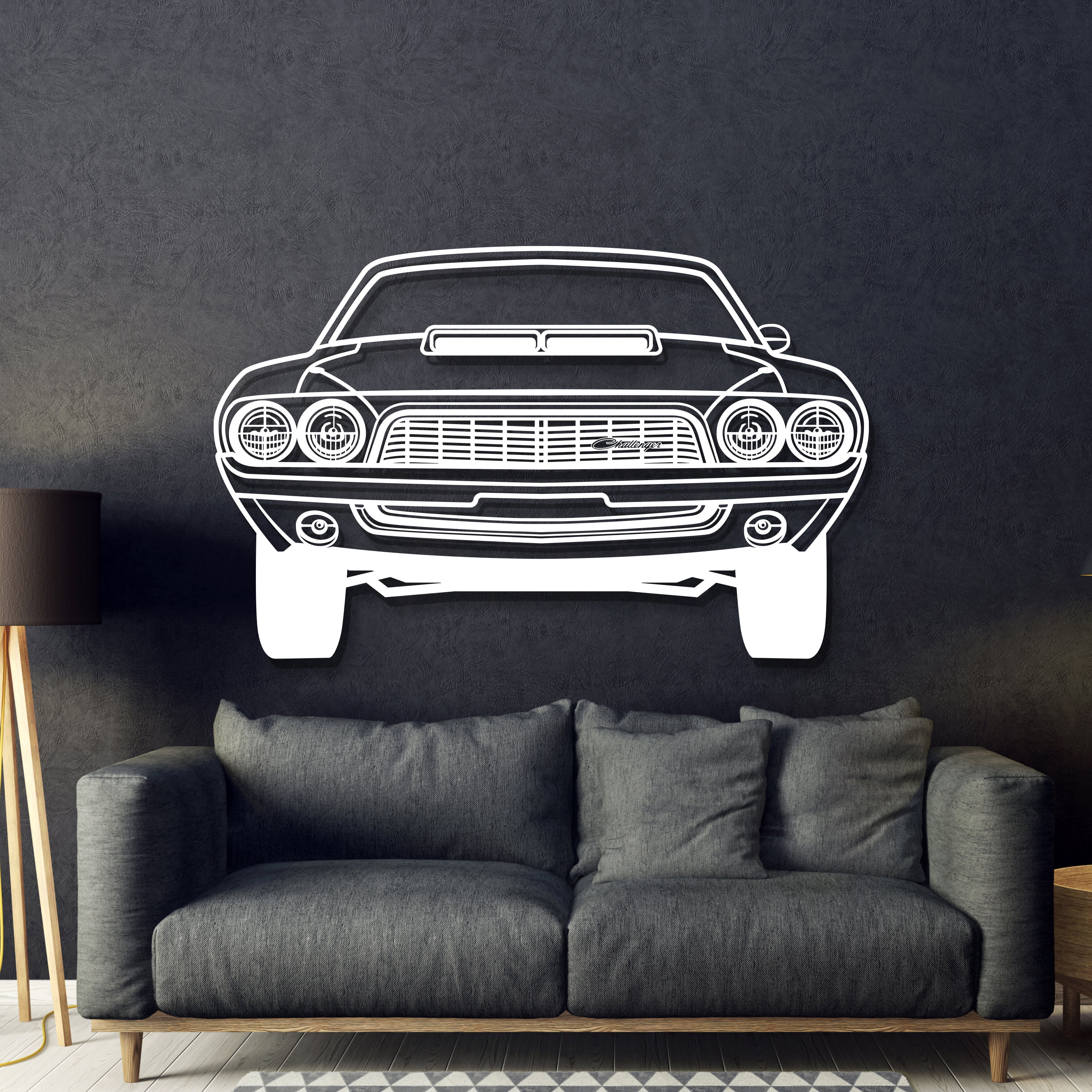 1972 Challanger Front View Metal Car Wall Art - MT1338