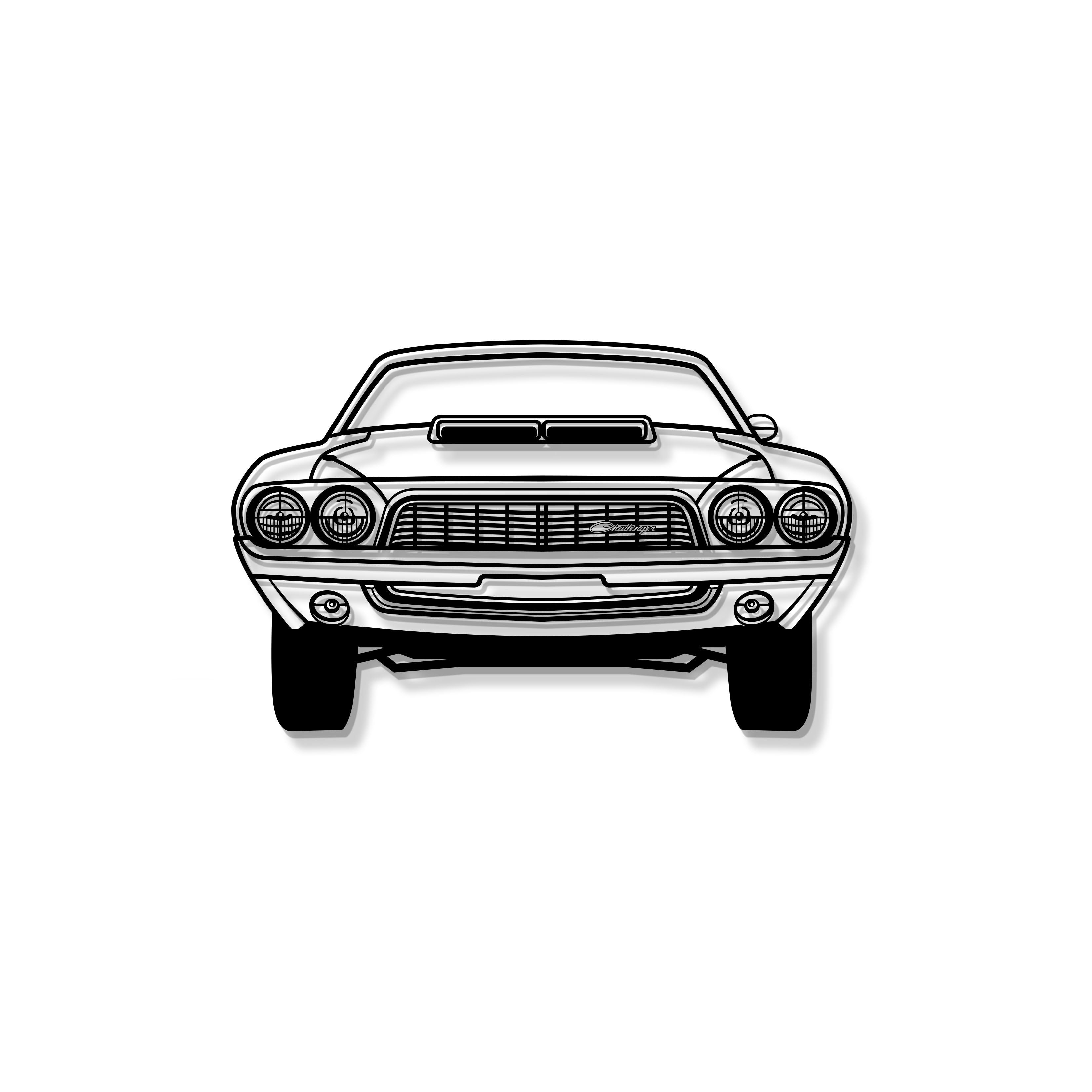 1972 Challanger Front View Metal Car Wall Art - MT1338