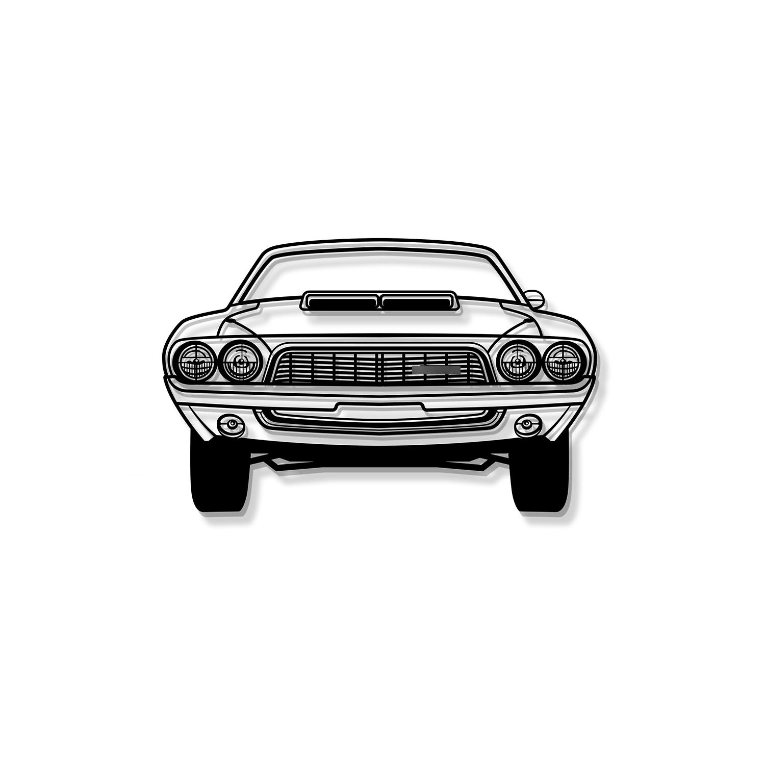 1972 Challanger Front View Metal Car Wall Art - MT1338