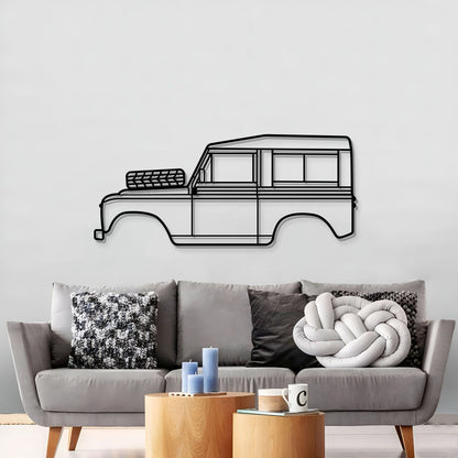1972 Series III Land Rover metal silhouette wall hanging – textured matte‑finish steel