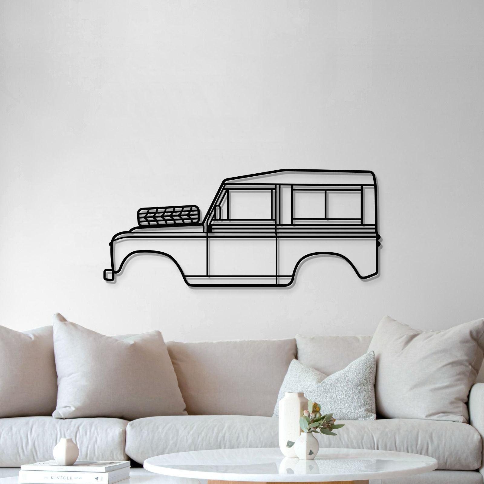 Laser‑cut steel 1972 Land Rover Series III wall art – powder‑coated metal with 3D elevation effect 