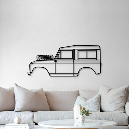 Laser‑cut steel 1972 Land Rover Series III wall art – powder‑coated metal with 3D elevation effect 