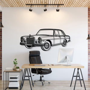 Mercedes‑Benz 1972 280 SE W108 perspective metal wall art – laser‑cut 2 mm textured steel with matte powder‑coat finish