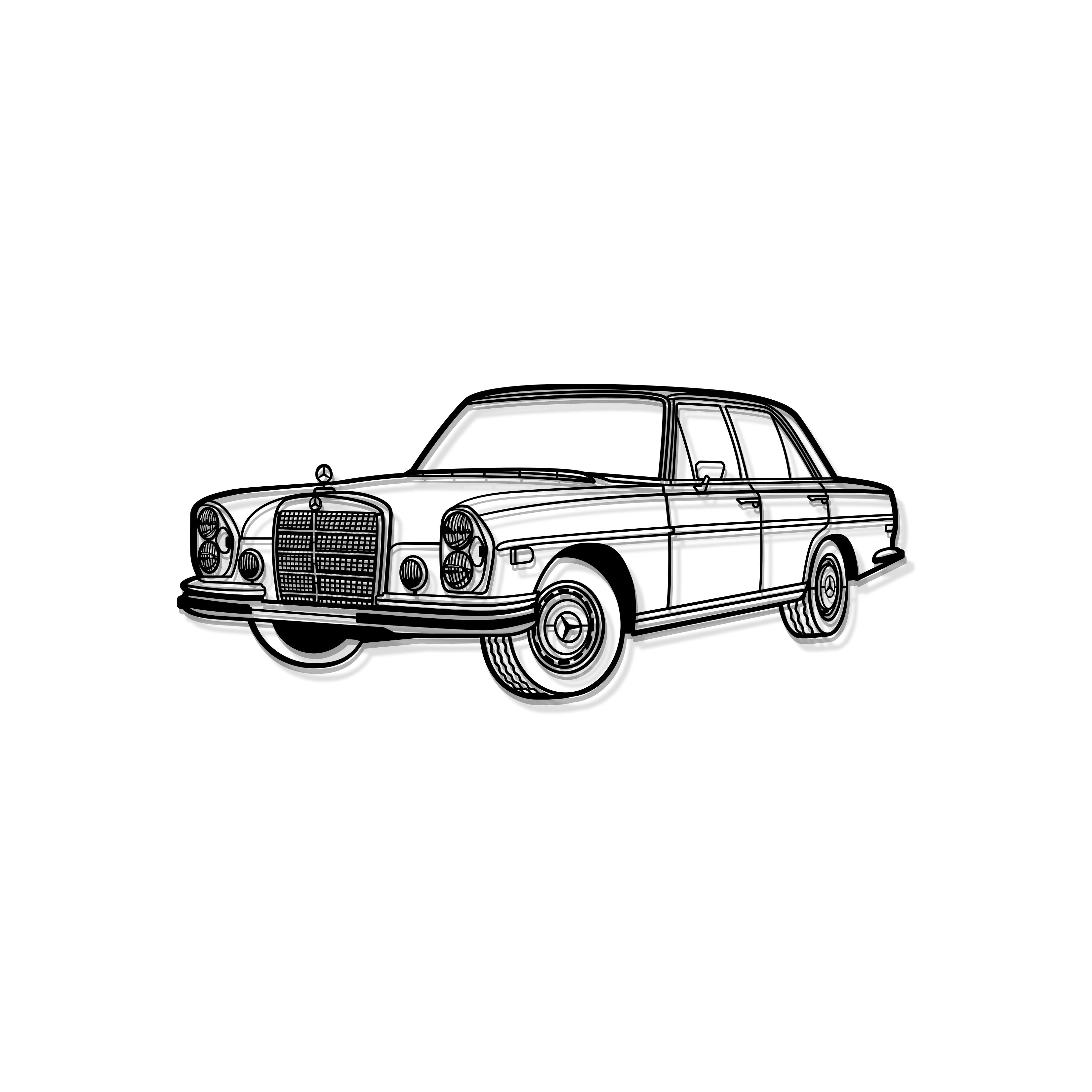 1972 280 SE W108 Perspective Metal Car Wall Art - MT1281