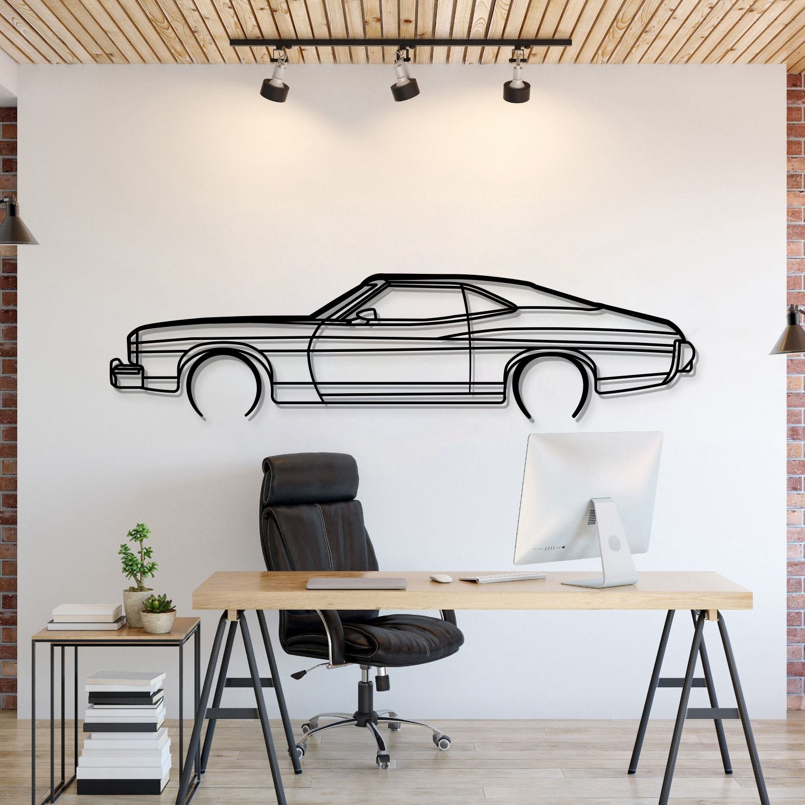 1973 Gran Torino Sport Fastback Metal Car Wall Art - MT0155