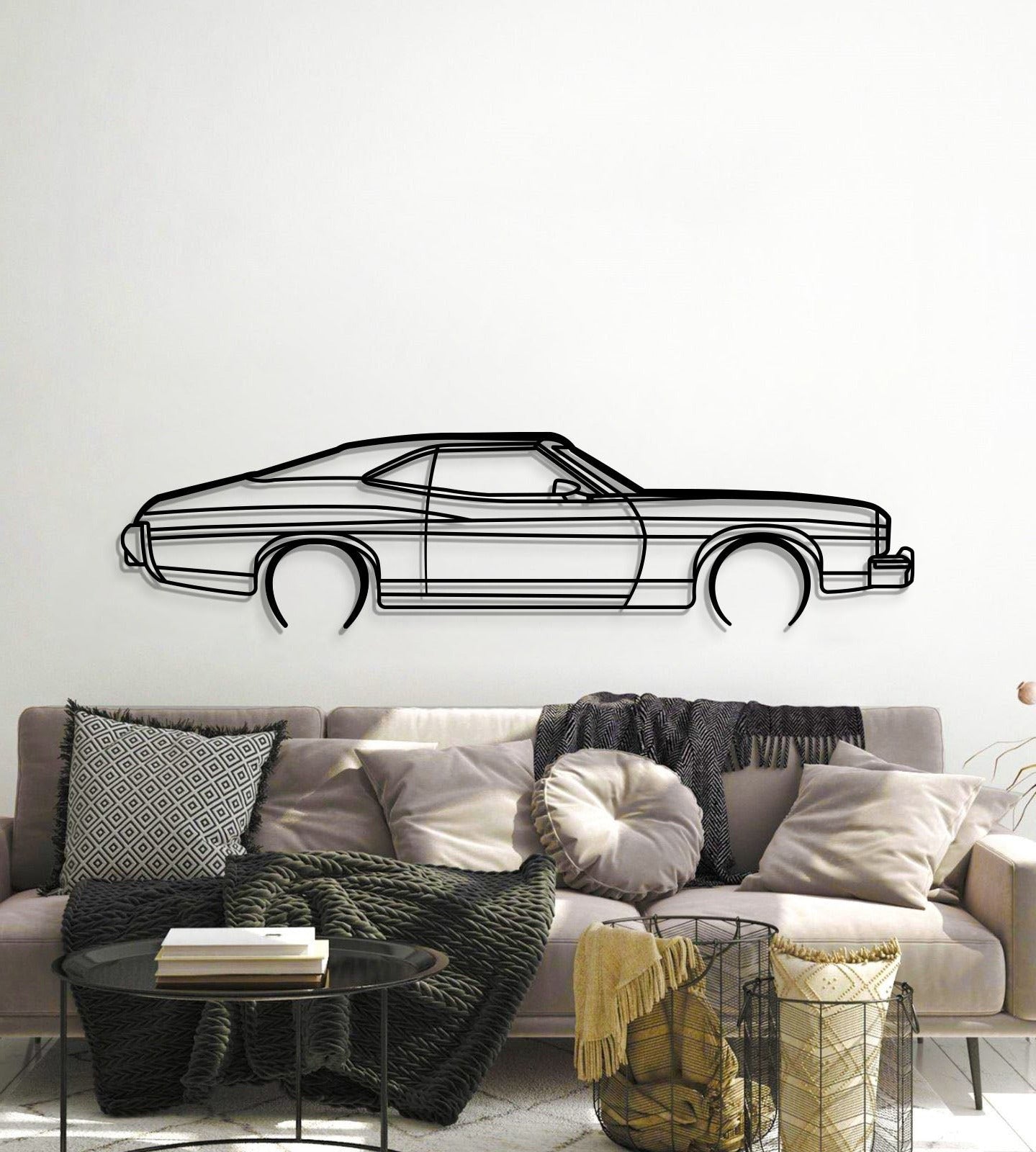 1973 Gran Torino Sport Fastback Metal Car Wall Art - MT0155