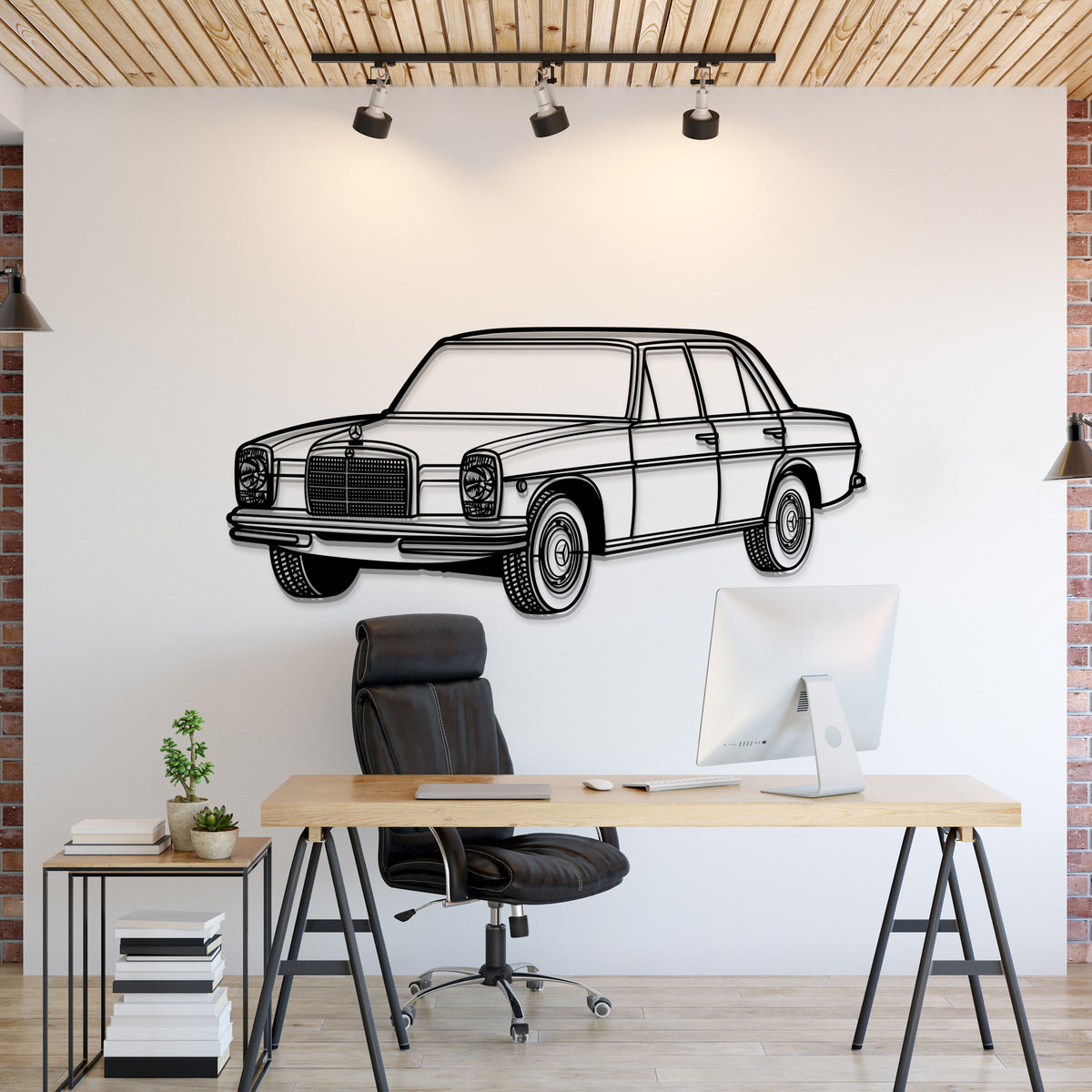 1974 W115 Perspektive Metall Auto Wandkunst - MT1172