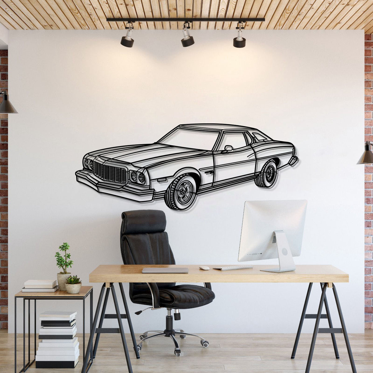 1975 Gran Torino Perspective Metal Car Wall Art - MT0440