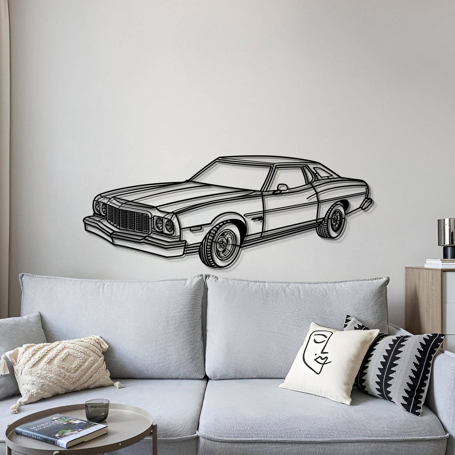 1975 Gran Torino Perspective Metal Car Wall Art - MT0440