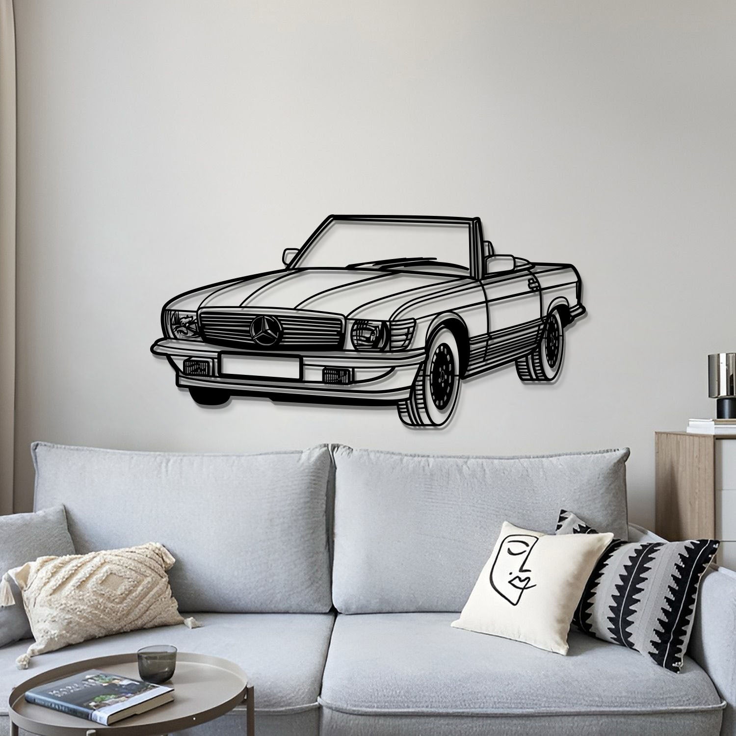 1976 W107 Convertible Perspective Metal Car Wall Art - MT1173