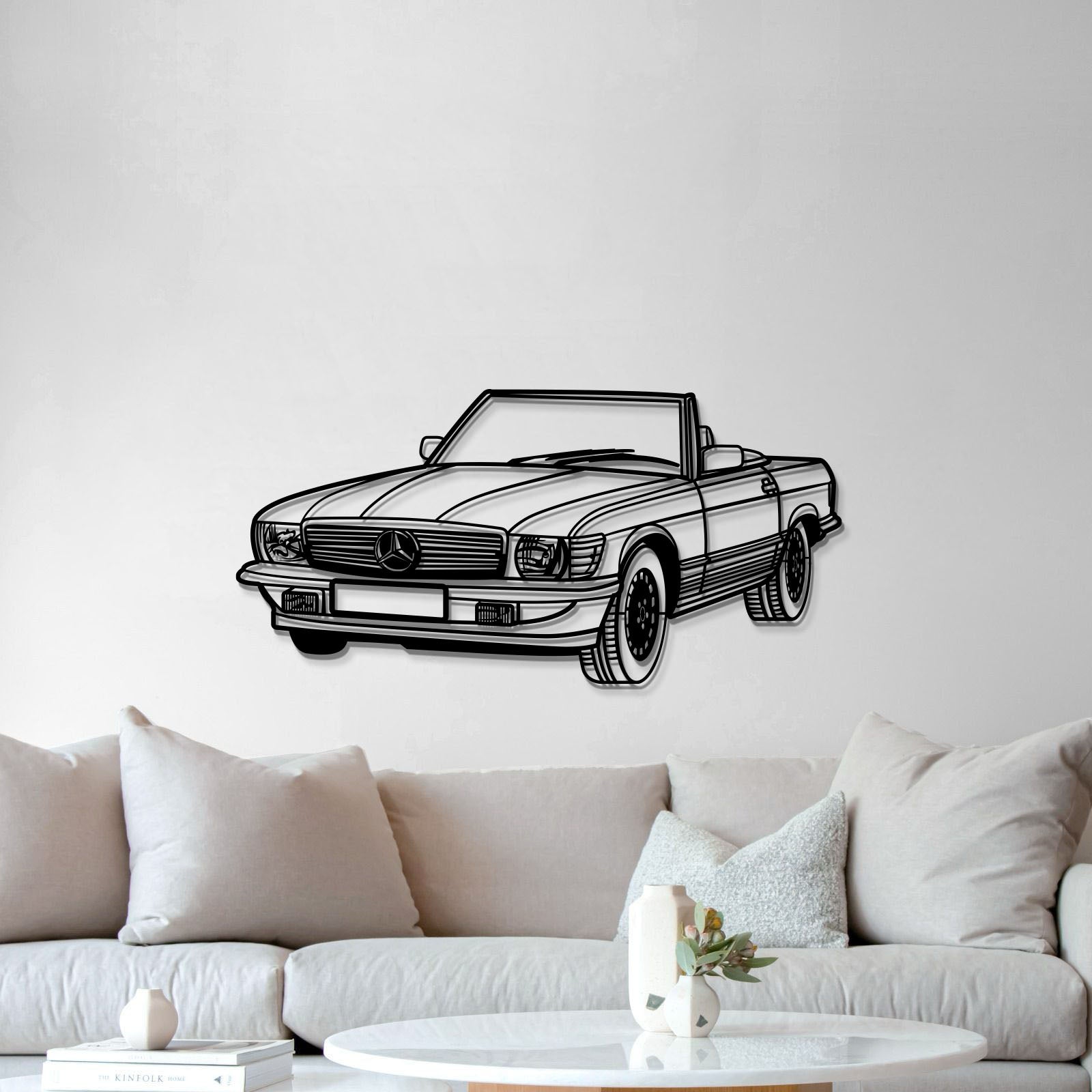 1976 W107 Convertible Perspective Metal Car Wall Art - MT1173