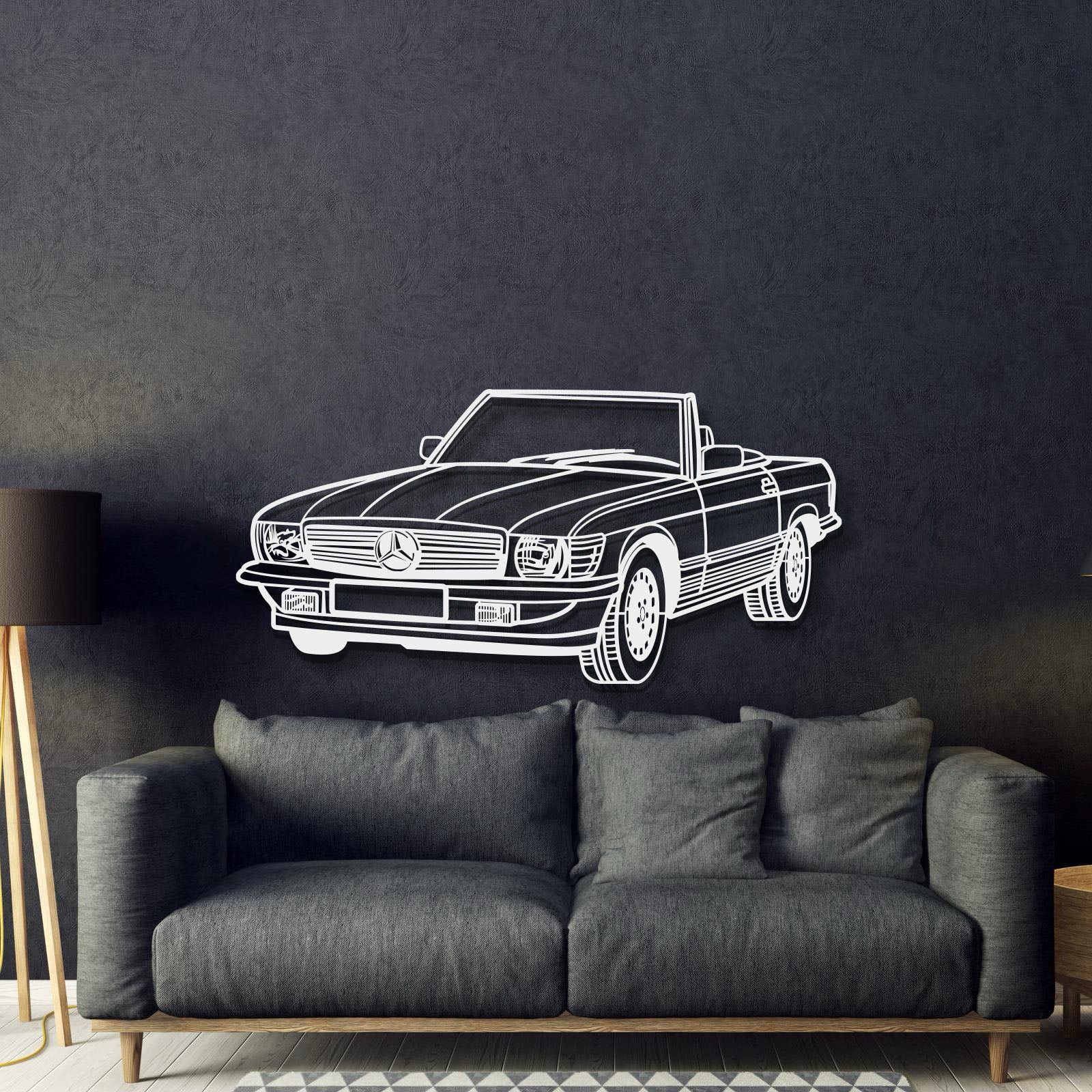 1976 W107 Convertible Perspective Metal Car Wall Art - MT1173