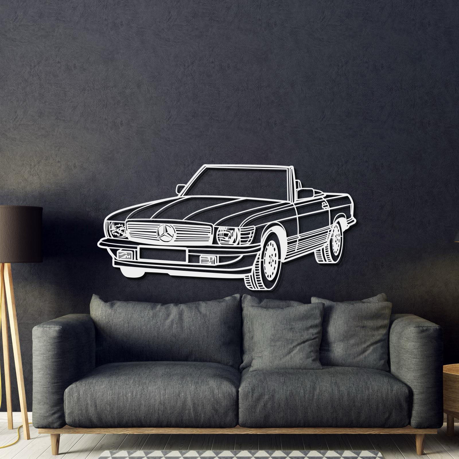 1976 W107 Convertible Perspective Metal Car Wall Art - MT0451