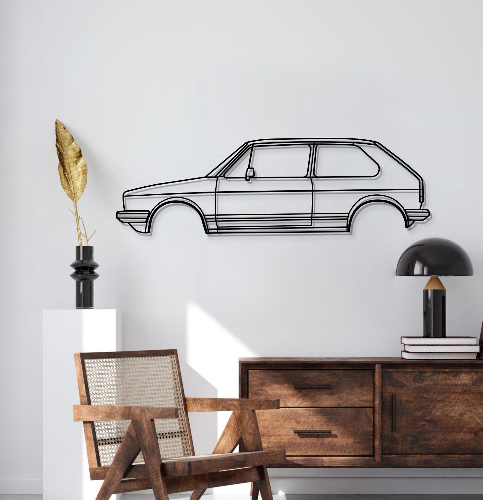 Golf GTI Mk1 (1976) laser-cut metal wall décor – classic performance hatchback profile