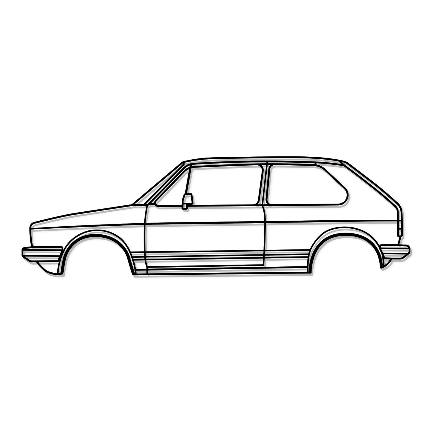 Minimalist 1976 Golf GTI silhouette – perfect wall décor for car lovers and garages