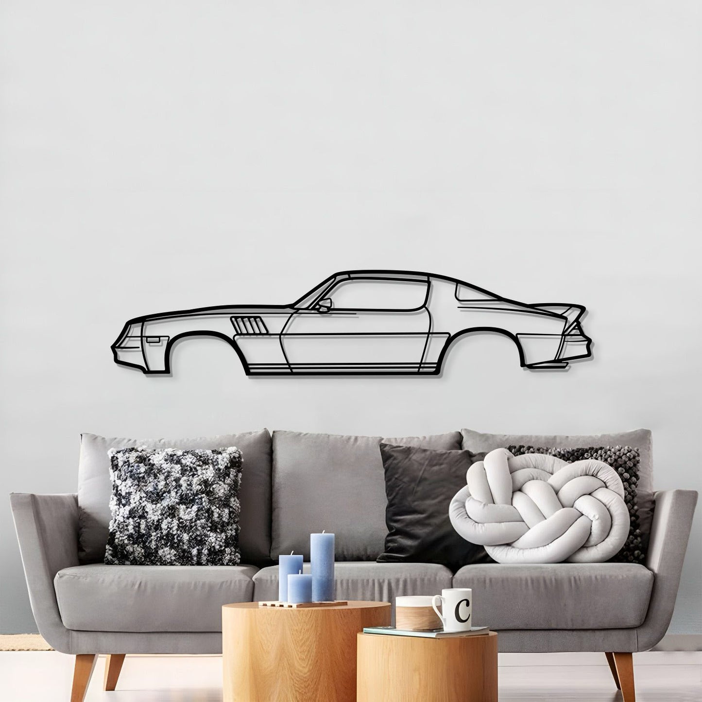 1978 Camaro Z28 metal silhouette wall hanging – sleek C3 body design in textured steel