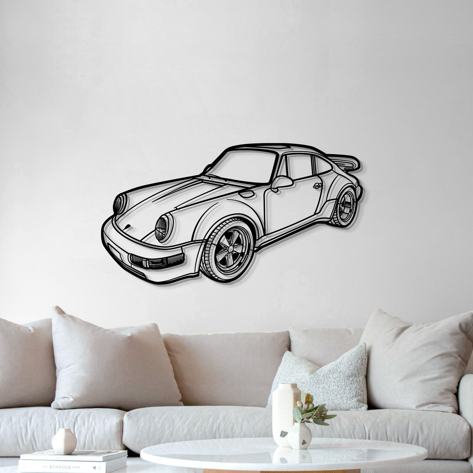 Porsche 911 SC (1978) perspective automotive wall art – matte powder-coated laser-cut steel with subtle 3D lift
