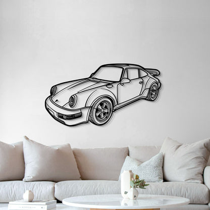 Porsche 911 SC (1978) perspective automotive wall art – matte powder-coated laser-cut steel with subtle 3D lift