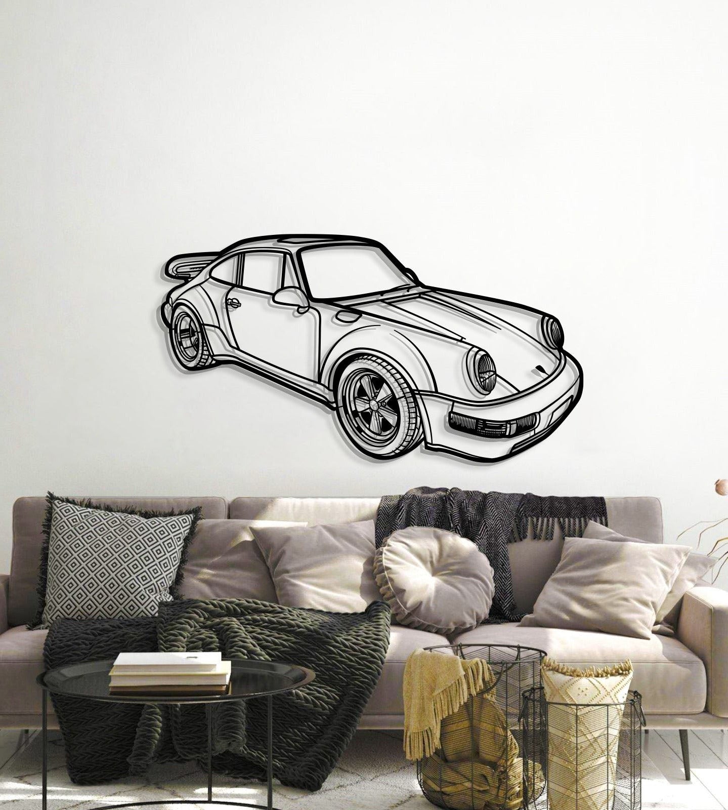 Porsche 1978 911 SC perspective metal wall art – elevation screws elevate artwork 0.4″ for dramatic dimension 