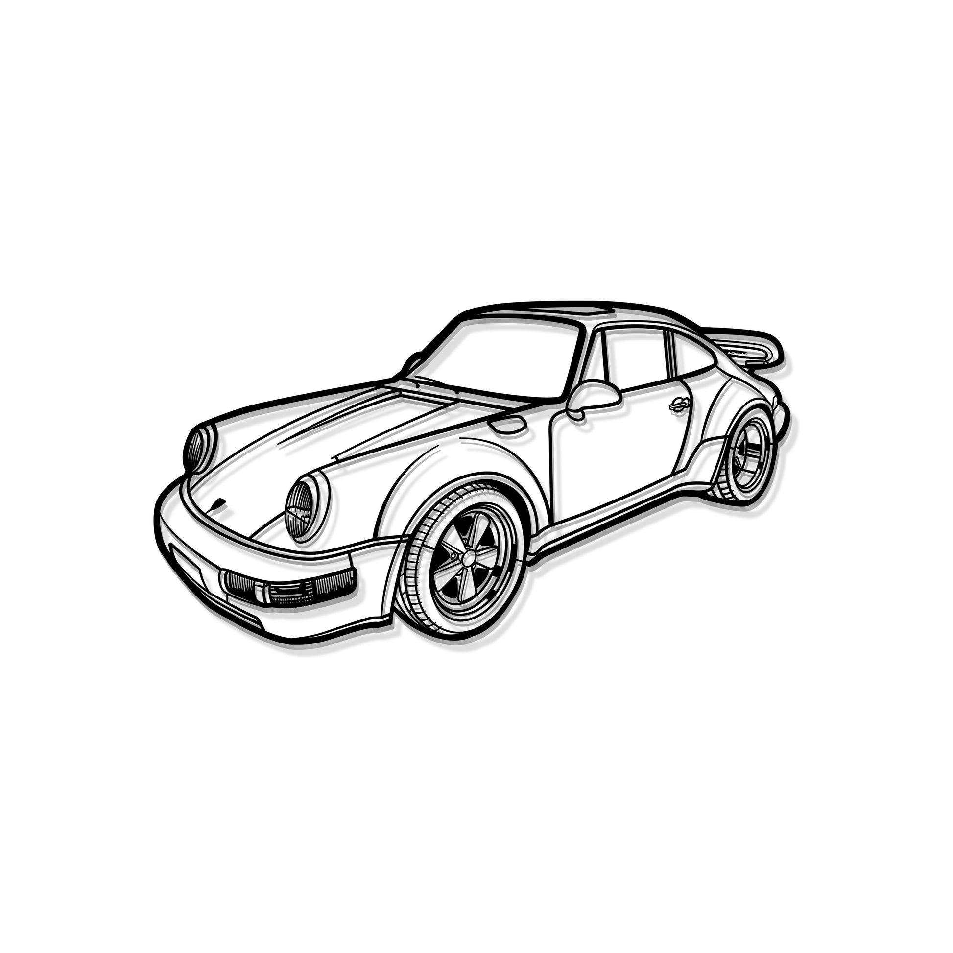 Porsche 1978 911 SC perspective silhouette wall art – high-quality textured steel ready to hang with floating effect