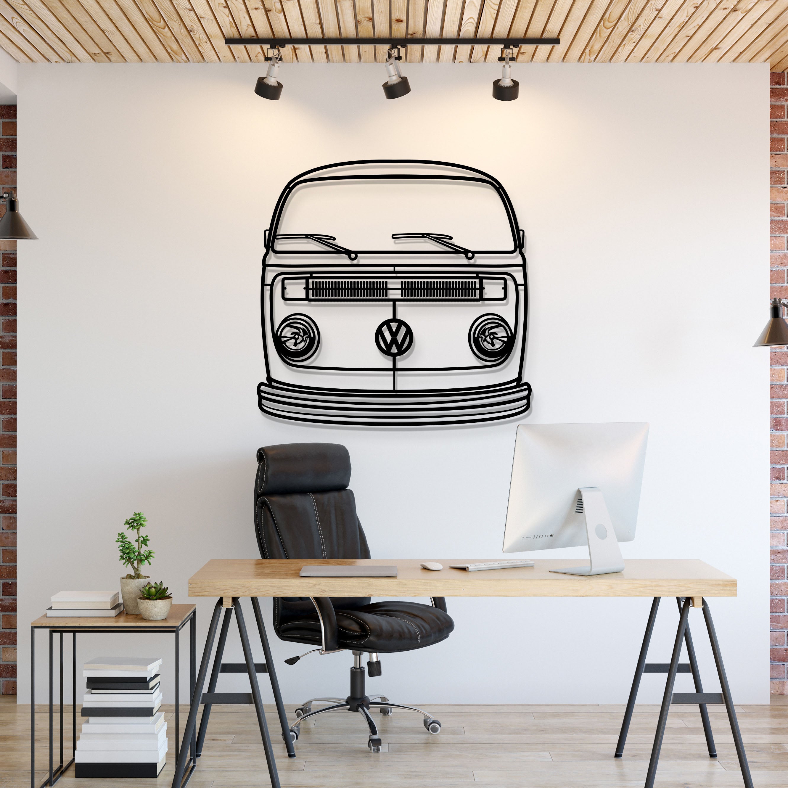 1978 Transporter Front View Metal Car Wall Art - MT1377