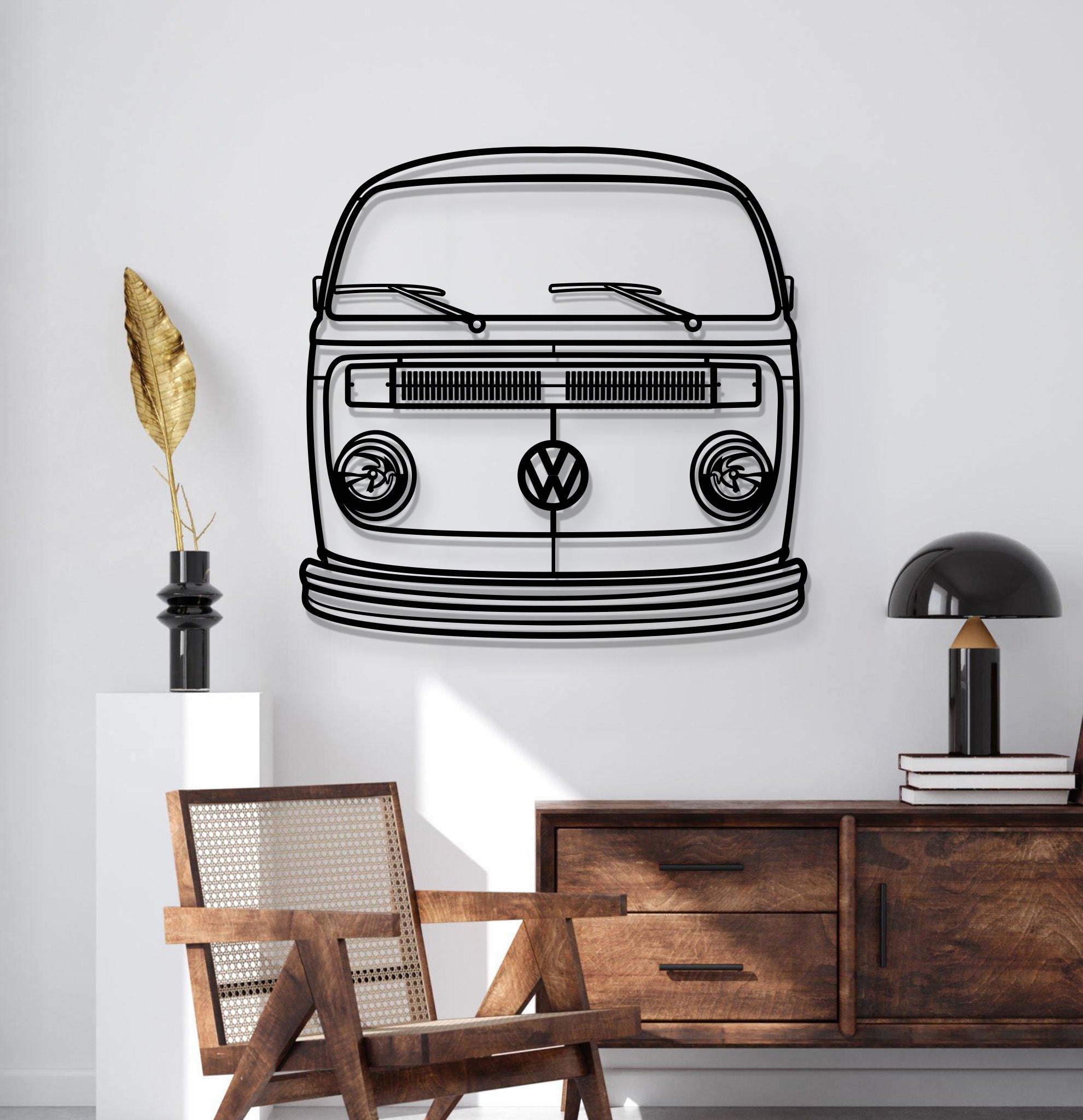 1978 Transporter Front View Metal Car Wall Art - MT1377