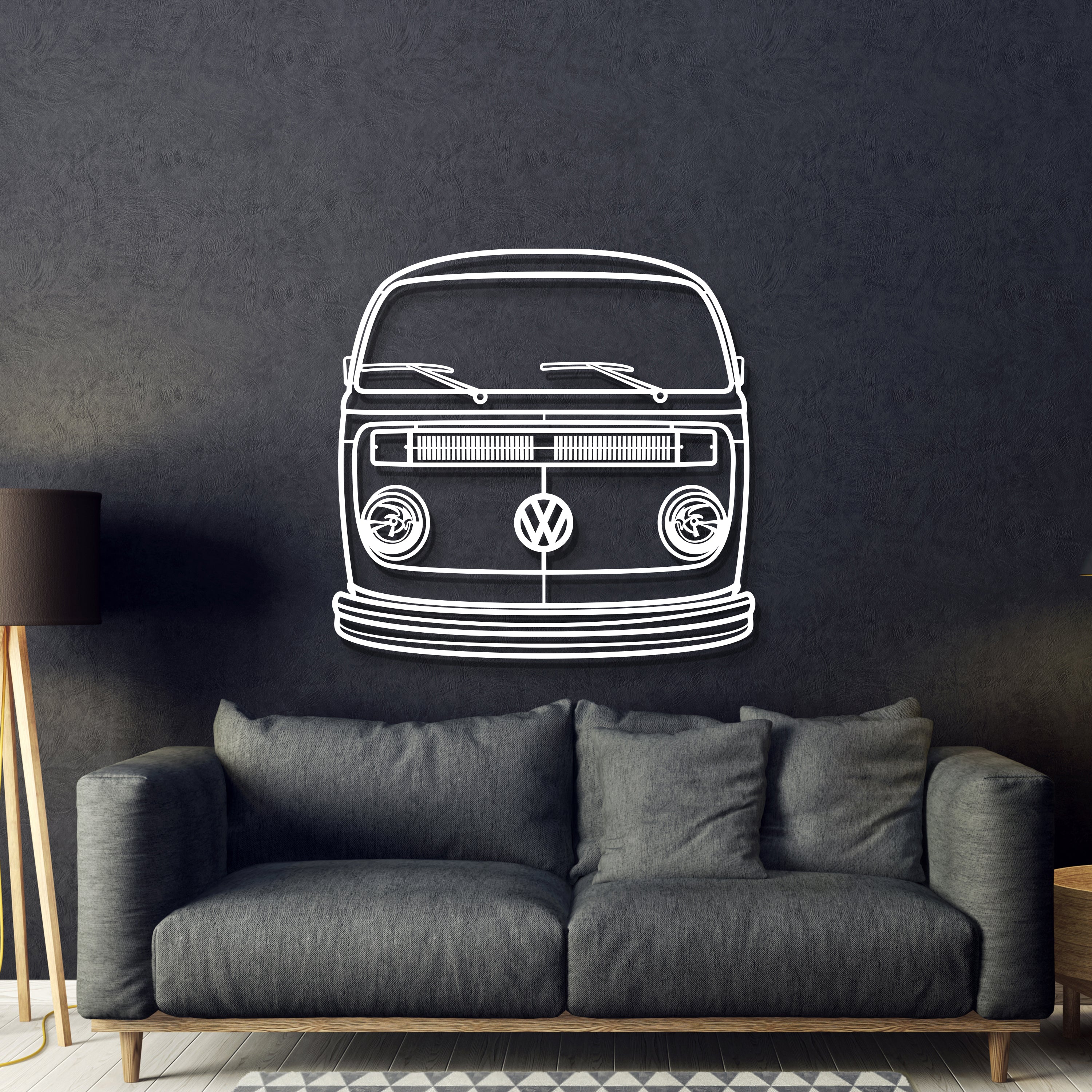 1978 Transporter Front View Metal Car Wall Art - MT1377