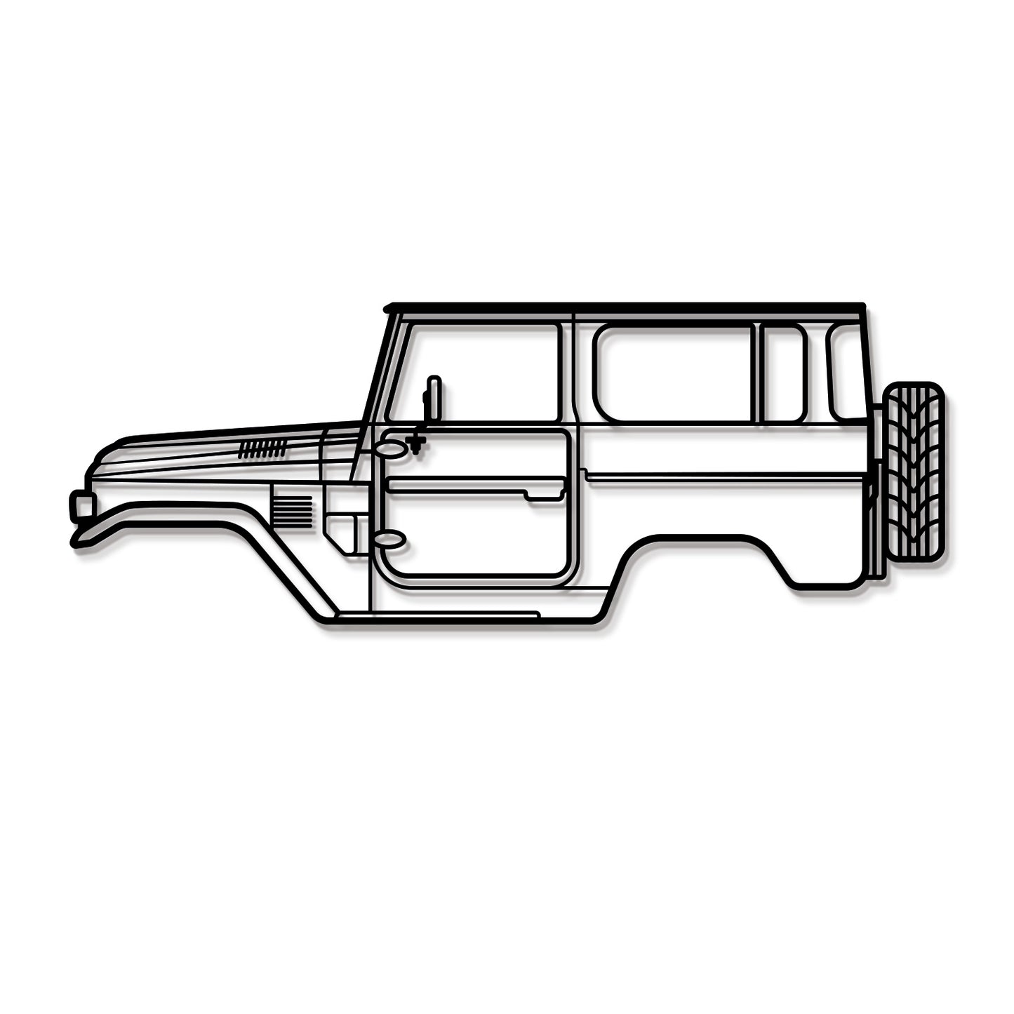 Minimalist 1979 FJ40 Toyota metal wall art – ready‑to‑hang off‑road icon 
