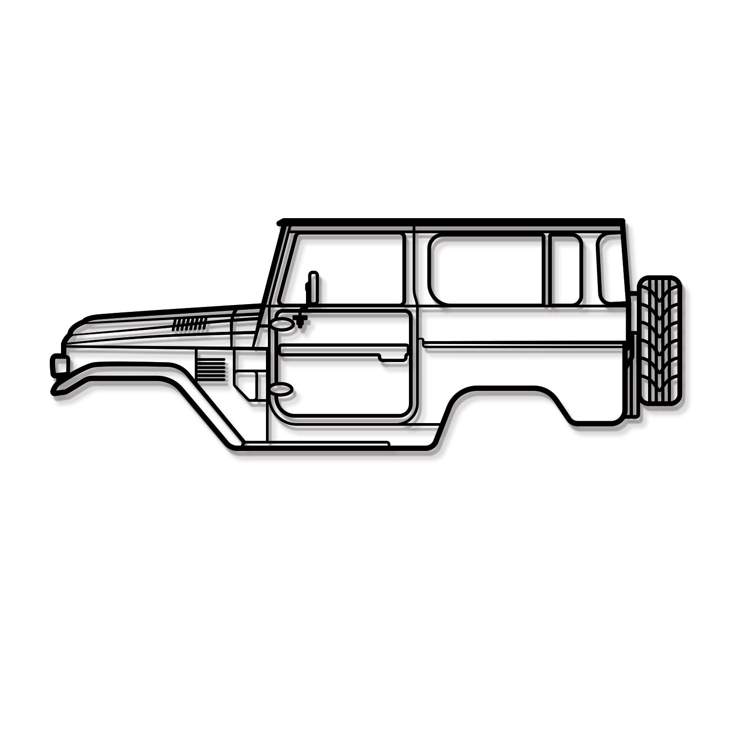 Minimalist 1979 FJ40 Toyota metal wall art – ready‑to‑hang off‑road icon 