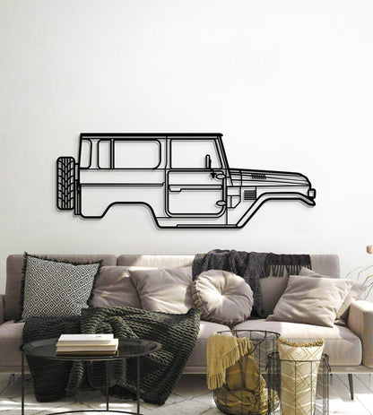 1979 Toyota FJ40 metal car wall art with 3D elevation effect and matte coating 