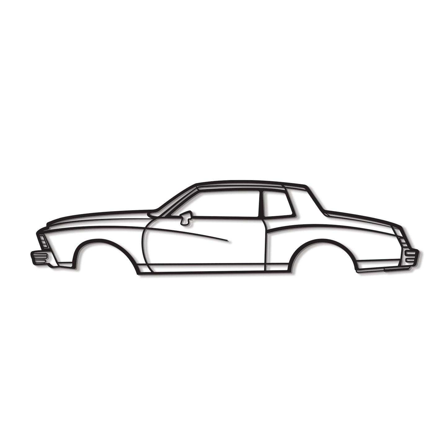 1979 Monte Carlo metal car wall art – durable powder‑coated steel with 3D elevation effect 
